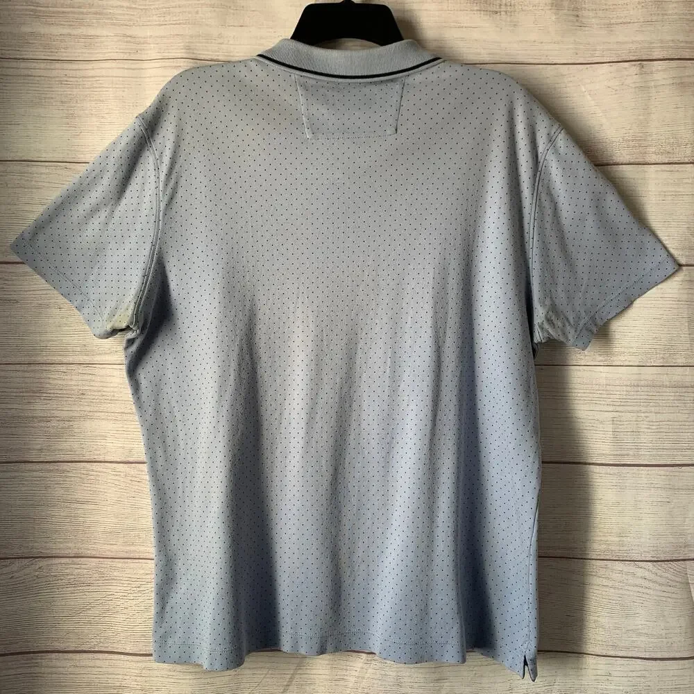 Banana Republic Men's Light Blue Polka Dot Polo Shirt Short Sleeves Size Large